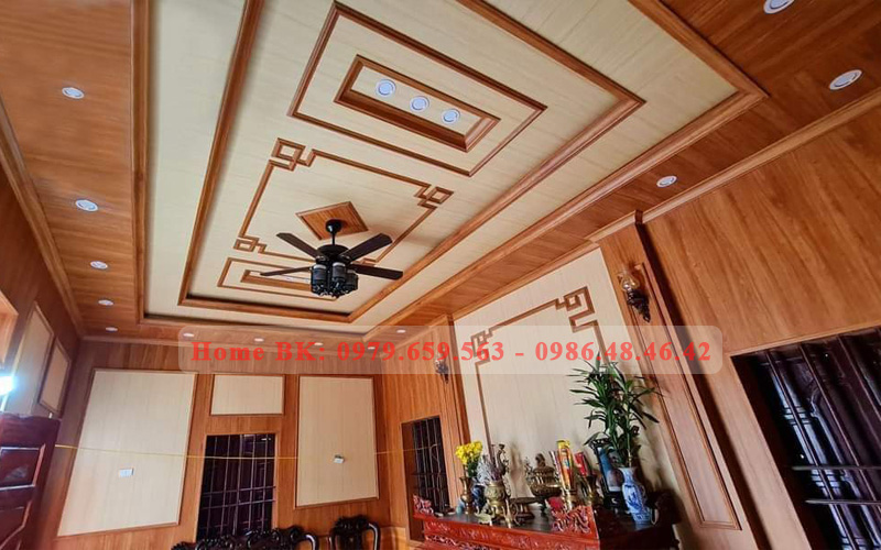 Ốp nhựa giả gỗ phòng khách đẹp