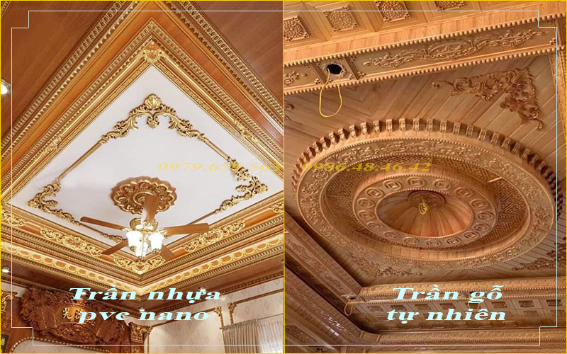 So sánh trần nhựa giả gỗ pvc nano và trần gỗ tự nhiên