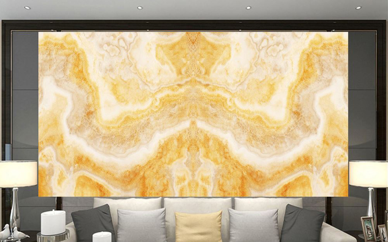 Vách sofa tranh pvc vân đá đối xứng in uv 