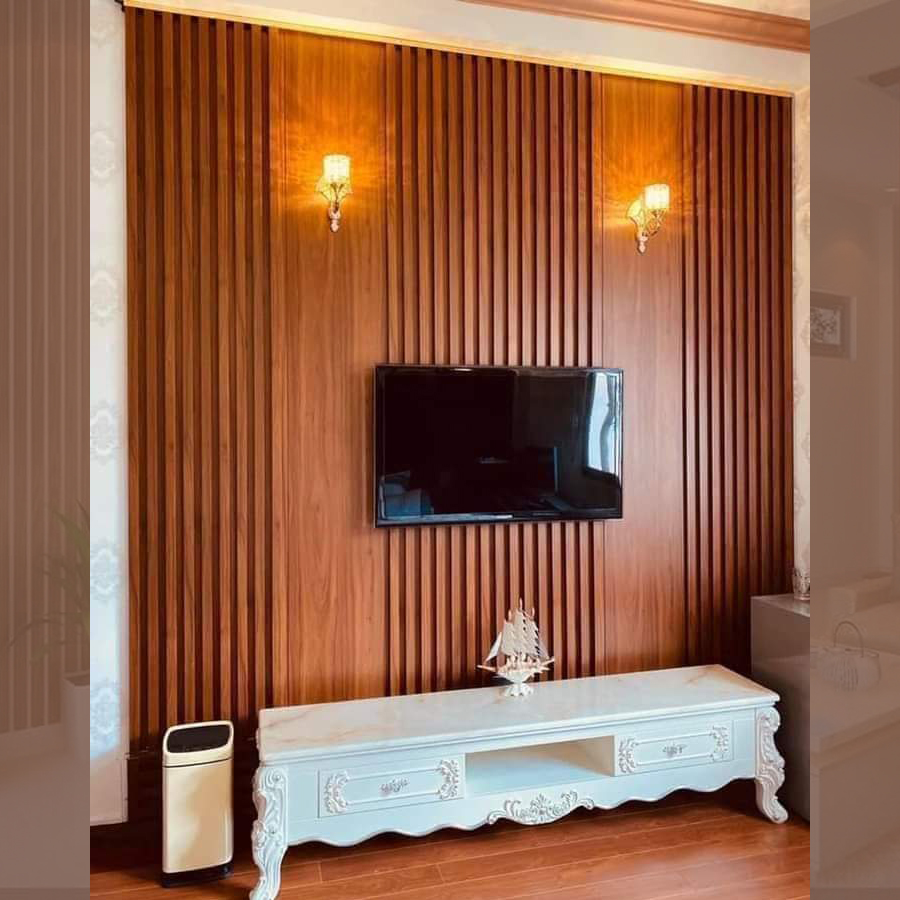 Vách nhựa ốp tường lam sóng kết hợp pvc nano