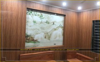 Thi công ốp tường nhựa giả gỗ và pvc vân đá tráng gương tại Hà Đông