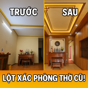 Thi công trần nhựa, tường nhựa, sàn nhựa phòng thờ tại Tân Yên Bắc Giang – Trọn gói bởi BK HOME